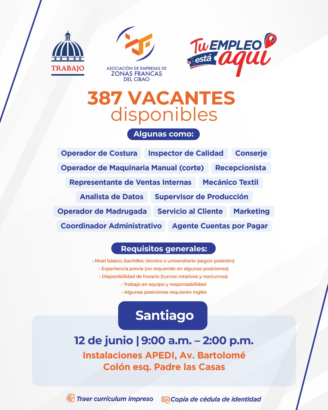 AZOCIBAO Y MINISTERIO DE TRABAJO ORGANIZAN FERIA DE EMPLEOS.